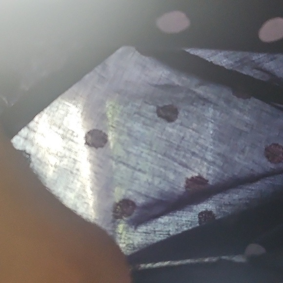 Roaman's Navy and Lavendar Polka Dot Button Down Blouse - Picture 7 of 13